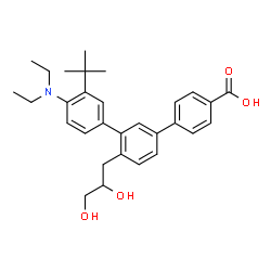 ChemSpider 2D Image | 4''-(Diethylamino)-4'-(2,3-dihydroxypropyl)-3''-(2-methyl-2-propanyl)-1,1':3',1''-terphenyl-4-carboxylic acid | C30H37NO4