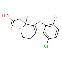 ChemSpider 2D Image | (5,8-Dichloro-1-methyl-3,4-dihydro-1H-2-oxa-9-thia-fluoren-1-yl)-acetic acid | C14H12Cl2O3S