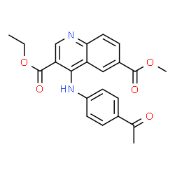 ChemSpider 2D Image | 3-Ethyl 6-methyl 4-[(4-acetylphenyl)amino]-3,6-quinolinedicarboxylate | C22H20N2O5
