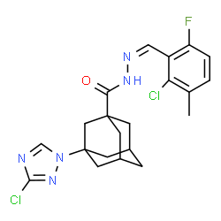ChemSpider 2D Image | N'-[(Z)-(2-Chloro-6-fluoro-3-methylphenyl)methylene]-3-(3-chloro-1H-1,2,4-triazol-1-yl)-1-adamantanecarbohydrazide | C21H22Cl2FN5O