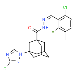 ChemSpider 2D Image | N'-[(Z)-(6-Chloro-2-fluoro-3-methylphenyl)methylene]-3-(3-chloro-1H-1,2,4-triazol-1-yl)-1-adamantanecarbohydrazide | C21H22Cl2FN5O