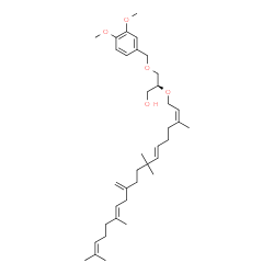 ChemSpider 2D Image | (2S)-3-[(3,4-Dimethoxybenzyl)oxy]-2-{[(2Z,6E,13E)-3,8,8,14,18-pentamethyl-11-methylene-2,6,13,17-nonadecatetraen-1-yl]oxy}-1-propanol | C37H58O5