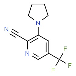 ChemSpider 2D Image | 3-(1-Pyrrolidinyl)-5-(trifluoromethyl)-2-pyridinecarbonitrile | C11H10F3N3
