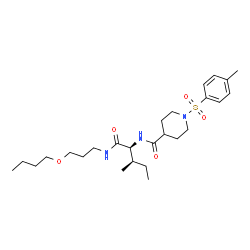 ChemSpider 2D Image | N-(3-Butoxypropyl)-N~2~-({1-[(4-methylphenyl)sulfonyl]-4-piperidinyl}carbonyl)-L-alloisoleucinamide | C26H43N3O5S