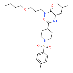 ChemSpider 2D Image | N-(3-Butoxypropyl)-N~2~-({1-[(4-methylphenyl)sulfonyl]-4-piperidinyl}carbonyl)-L-leucinamide | C26H43N3O5S