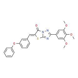 ChemSpider 2D Image | (5Z)-5-(3-Phenoxybenzylidene)-2-(3,4,5-trimethoxyphenyl)[1,3]thiazolo[3,2-b][1,2,4]triazol-6(5H)-one | C26H21N3O5S