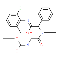 ChemSpider 2D Image | 2-Methyl-2-propanyl {2-[{2-[(2-chloro-6-methylphenyl)amino]-2-oxo-1-phenylethyl}(2-methyl-2-propanyl)amino]-2-oxoethyl}carbamate | C26H34ClN3O4
