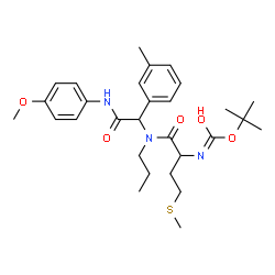 ChemSpider 2D Image | 2-Methyl-2-propanyl {1-[{2-[(4-methoxyphenyl)amino]-1-(3-methylphenyl)-2-oxoethyl}(propyl)amino]-4-(methylsulfanyl)-1-oxo-2-butanyl}carbamate | C29H41N3O5S