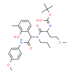 ChemSpider 2D Image | 2-Methyl-2-propanyl {1-[{1-(2-hydroxy-3-methylphenyl)-2-[(4-methoxyphenyl)amino]-2-oxoethyl}(propyl)amino]-4-(methylsulfanyl)-1-oxo-2-butanyl}carbamate | C29H41N3O6S