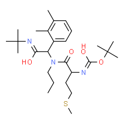ChemSpider 2D Image | 2-Methyl-2-propanyl {1-[{1-(2,3-dimethylphenyl)-2-[(2-methyl-2-propanyl)amino]-2-oxoethyl}(propyl)amino]-4-(methylsulfanyl)-1-oxo-2-butanyl}carbamate | C27H45N3O4S