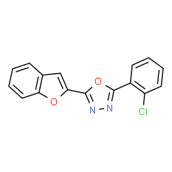 ChemSpider 2D Image | 2-(1-Benzofuran-2-yl)-5-(2-chlorophenyl)-1,3,4-oxadiazole | C16H9ClN2O2