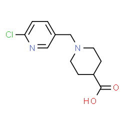 ChemSpider 2D Image | 1-[(6-Chloro-3-pyridinyl)methyl]-4-piperidinecarboxylic acid | C12H15ClN2O2