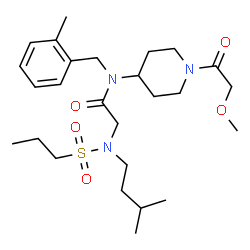ChemSpider 2D Image | N-[1-(Methoxyacetyl)-4-piperidinyl]-N-(2-methylbenzyl)-N~2~-(3-methylbutyl)-N~2~-(propylsulfonyl)glycinamide | C26H43N3O5S