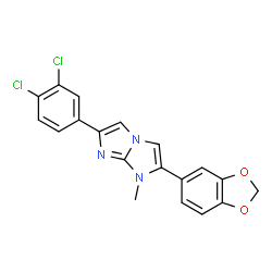 ChemSpider 2D Image | 2-(1,3-Benzodioxol-5-yl)-6-(3,4-dichlorophenyl)-1-methyl-1H-imidazo[1,2-a]imidazole | C19H13Cl2N3O2