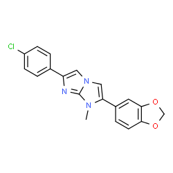 ChemSpider 2D Image | 2-(1,3-Benzodioxol-5-yl)-6-(4-chlorophenyl)-1-methyl-1H-imidazo[1,2-a]imidazole | C19H14ClN3O2