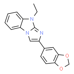 ChemSpider 2D Image | 2-(1,3-Benzodioxol-5-yl)-9-ethyl-9H-imidazo[1,2-a]benzimidazole | C18H15N3O2