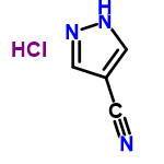InChI=1/C4H3N3.ClH/c5-1-4-2-6-7-3-4;/h2-3H,(H,6,7);1H