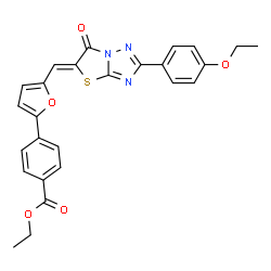 ChemSpider 2D Image | Ethyl 4-(5-{(Z)-[2-(4-ethoxyphenyl)-6-oxo[1,3]thiazolo[3,2-b][1,2,4]triazol-5(6H)-ylidene]methyl}-2-furyl)benzoate | C26H21N3O5S