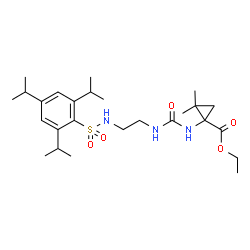 ChemSpider 2D Image | Ethyl 2,2-dimethyl-1-{[(2-{[(2,4,6-triisopropylphenyl)sulfonyl]amino}ethyl)carbamoyl]amino}cyclopropanecarboxylate | C26H43N3O5S