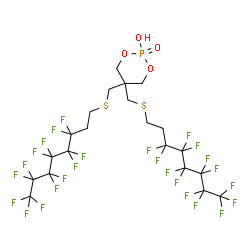 ChemSpider 2D Image | 5,5-Bis{[(3,3,4,4,5,5,6,6,7,7,8,8,8-tridecafluorooctyl)sulfanyl]methyl}-1,3,2-dioxaphosphinan-2-ol 2-oxide | C21H17F26O4PS2