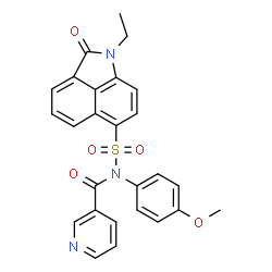 ChemSpider 2D Image | N-[(1-ethyl-2-oxo-6-benzo[cd]indolyl)sulfonyl]-N-(4-methoxyphenyl)-3-pyridinecarboxamide | C26H21N3O5S