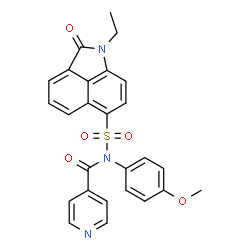 ChemSpider 2D Image | N-[(1-Ethyl-2-oxo-1,2-dihydrobenzo[cd]indol-6-yl)sulfonyl]-N-(4-methoxyphenyl)isonicotinamide | C26H21N3O5S