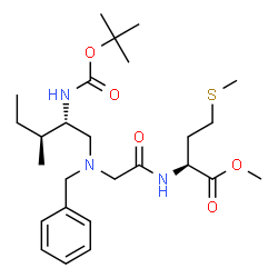 ChemSpider 2D Image | Methyl N-benzyl-N-[(2S,3S)-3-methyl-2-({[(2-methyl-2-propanyl)oxy]carbonyl}amino)pentyl]glycyl-L-methioninate | C26H43N3O5S