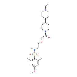 ChemSpider 2D Image | N-{2-[2-(1'-Ethyl-4,4'-bipiperidin-1-yl)-2-oxoethoxy]ethyl}-4-methoxy-N,2,6-trimethylbenzenesulfonamide | C26H43N3O5S