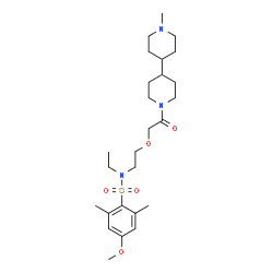 ChemSpider 2D Image | N-Ethyl-4-methoxy-2,6-dimethyl-N-{2-[2-(1'-methyl-4,4'-bipiperidin-1-yl)-2-oxoethoxy]ethyl}benzenesulfonamide | C26H43N3O5S