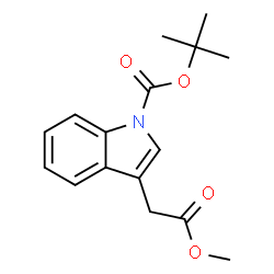 ChemSpider 2D Image | tert-butyl 3-(2-methoxy-2-oxoethyl)-1H-indole-1-carboxylate | C16H19NO4